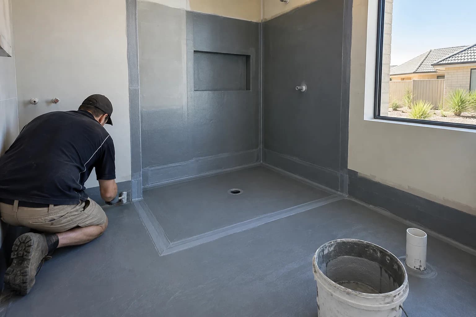 Illustrative wet-area waterproofing setting in Perth